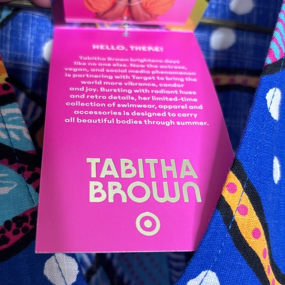 Tabitha Brown | Blue Floral Polka Dot Maxi Dress V-Neck Mixed Pattern Dress NWT - Picture 7 of 8